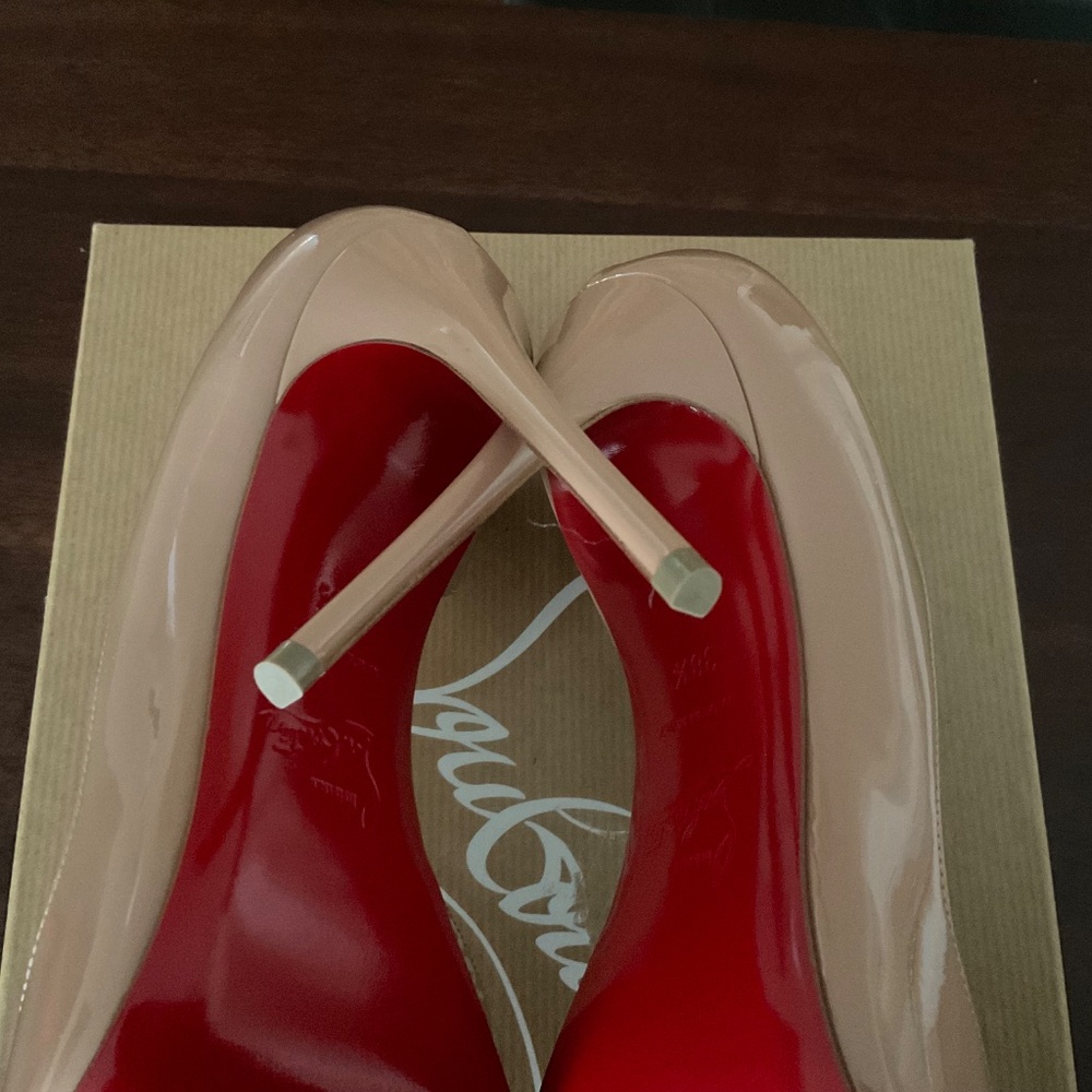 Christian Louboutin  IRIZA 100 patent  nude women heels size 38.5 NWT - Picture 5 of 8